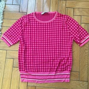 Zara pink plaid knit sweater